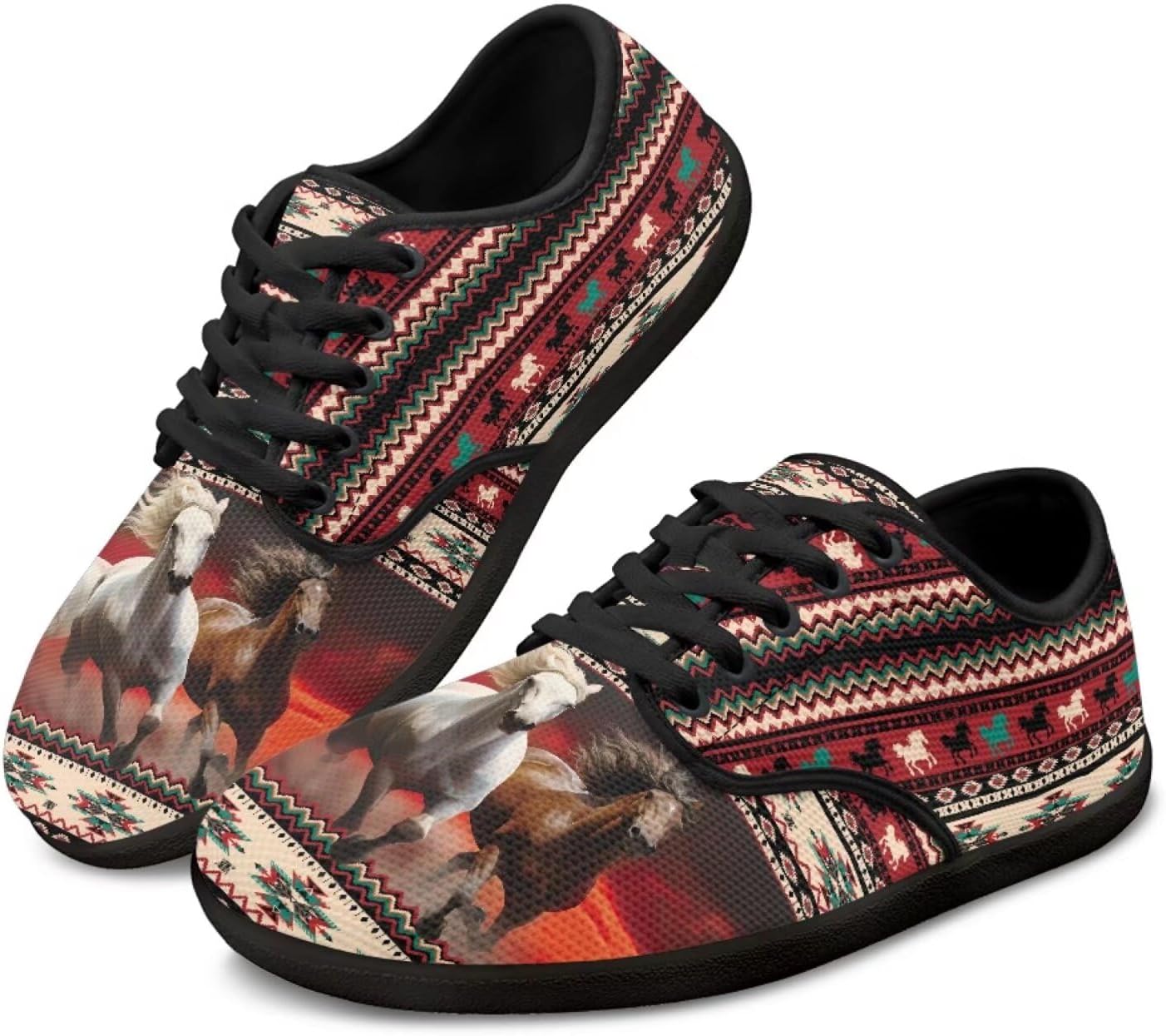

Мужские и женские босоножки Jeiento с ацтекским узором с широким носком, кроссовки для бега с нулевым перепадом подошвы, Running Horse Aztec