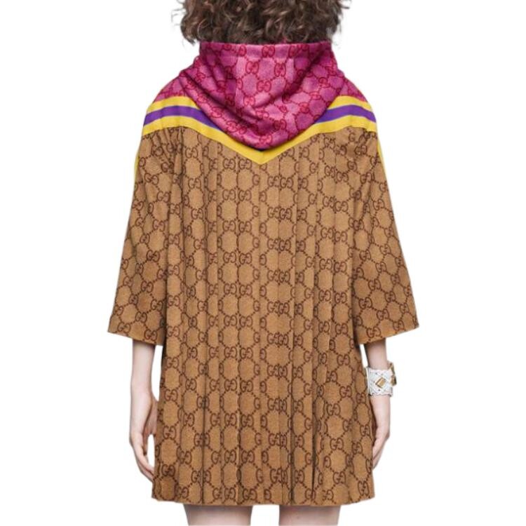 Платье Gucci с длинными рукавами, классический крой, коричневое — фото 4