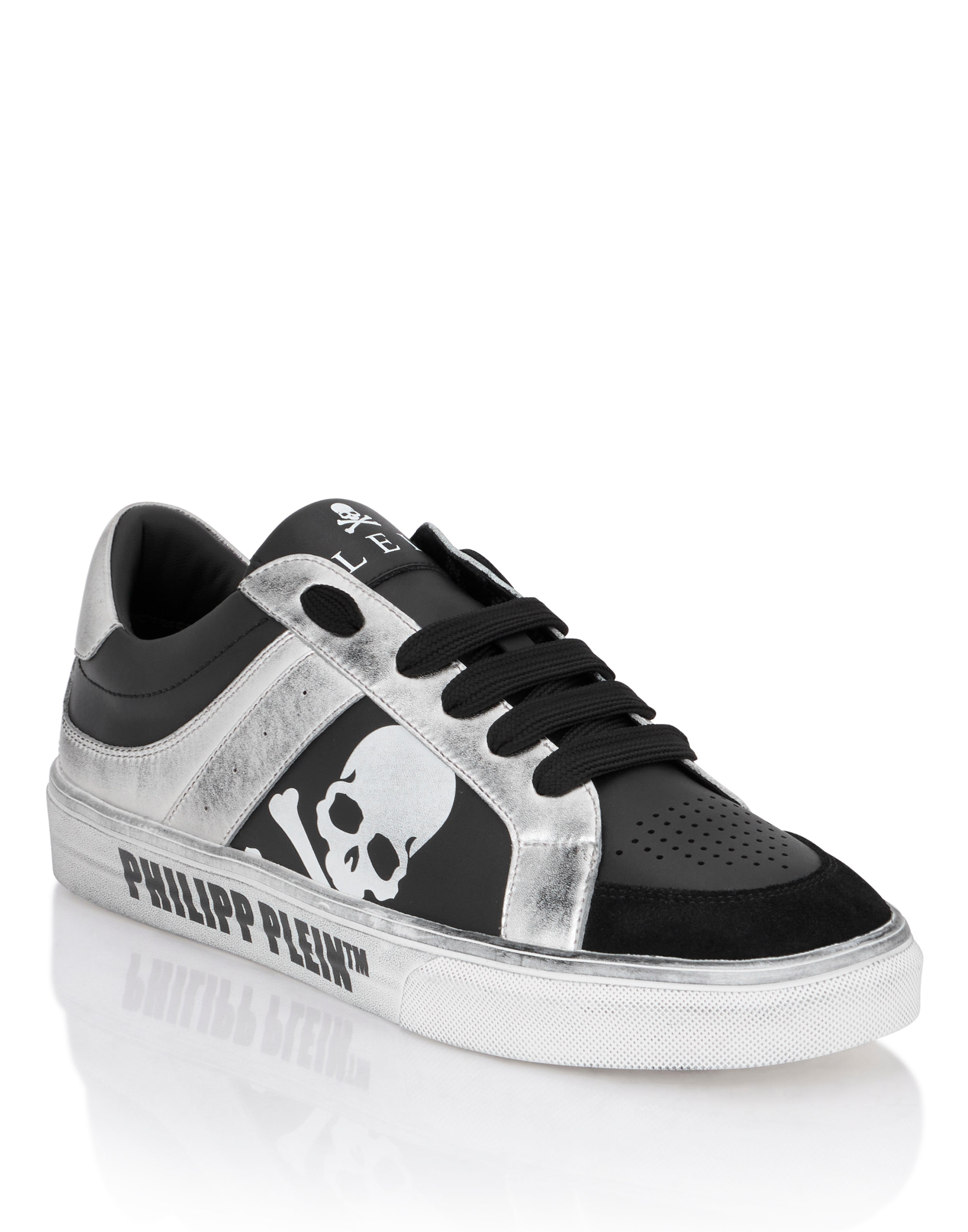 Низкие кожаные кроссовки Retrokickz  PHILIPP PLEIN, черный/серебристый