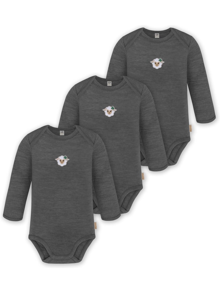 

Normani Outdoor Sports Комплект из 3 детских боди из мериносовой шерсти с длинными рукавами, цвет антрацит, Окленд