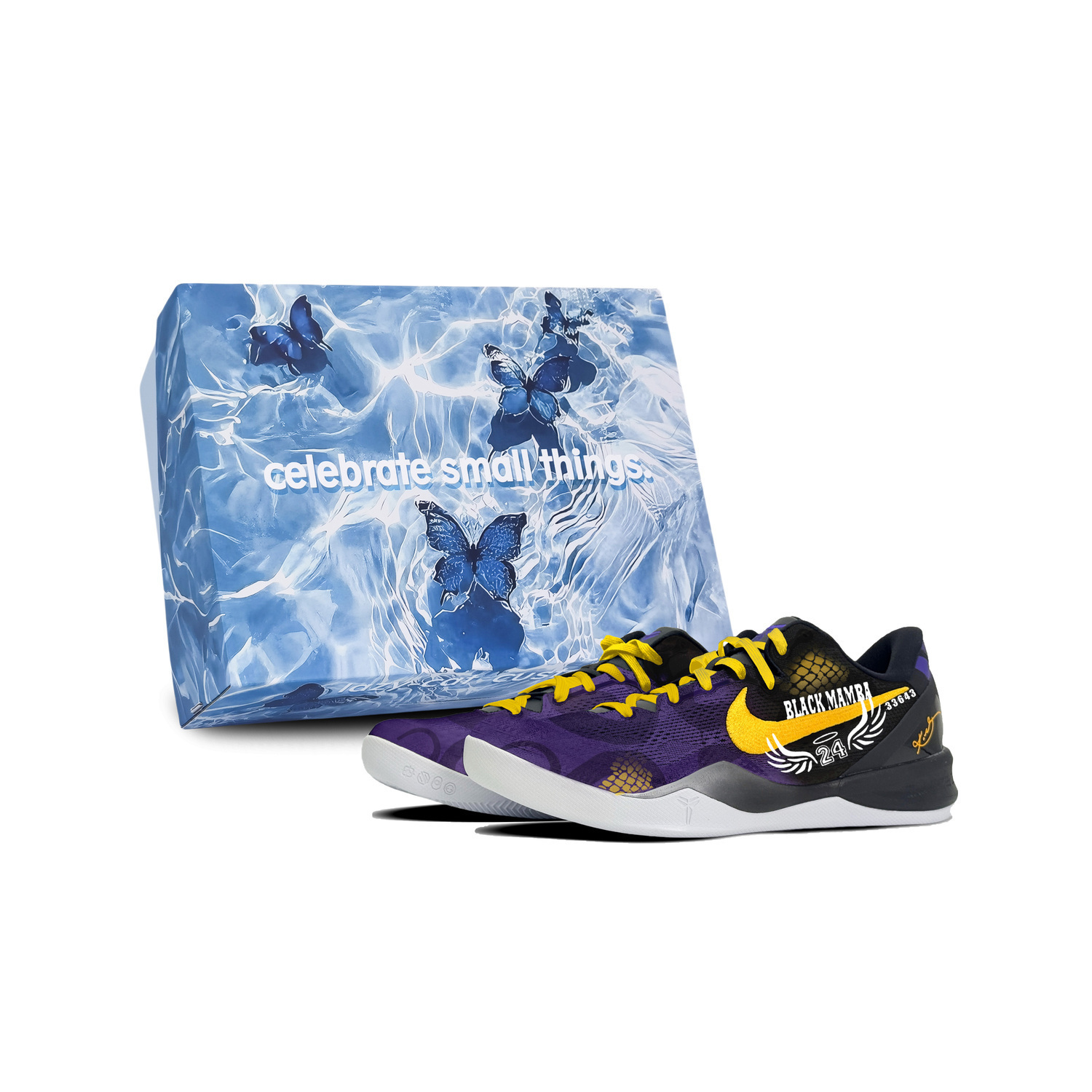 

Nike Кроссовки Kobe 8 Low top баскетбольные Unisex черные фиолетовые желтые