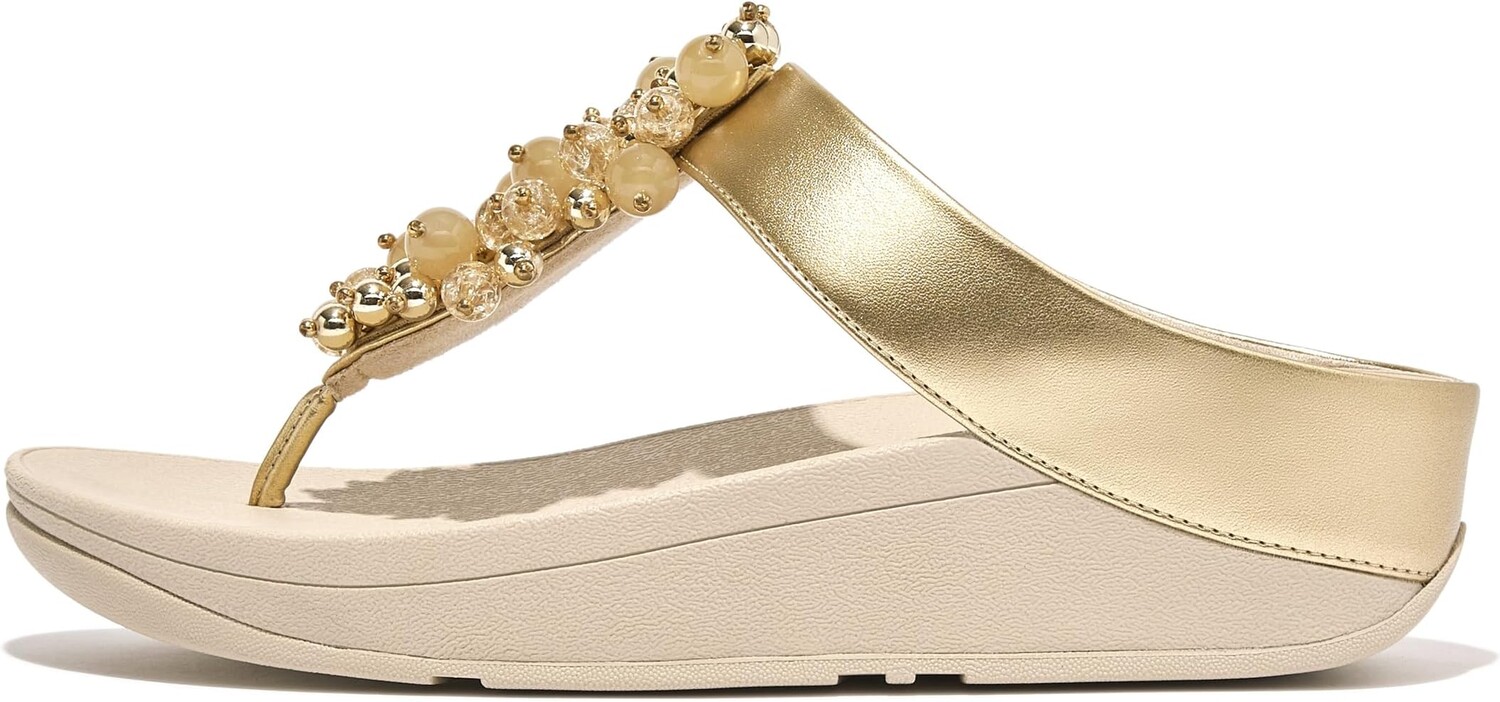 Сандалии на плоской подошве Fino Bauble-Bead Toe-Post Sandals FitFlop, цвет Platino — фото 4