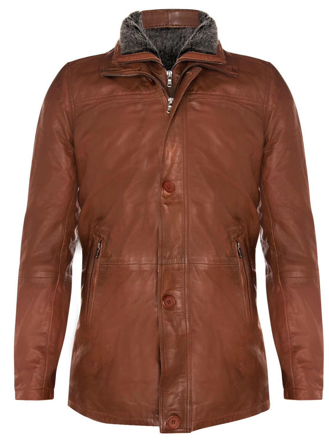 

Теплая куртка средней длины со съемным воротником Infinity Leather, коричневый