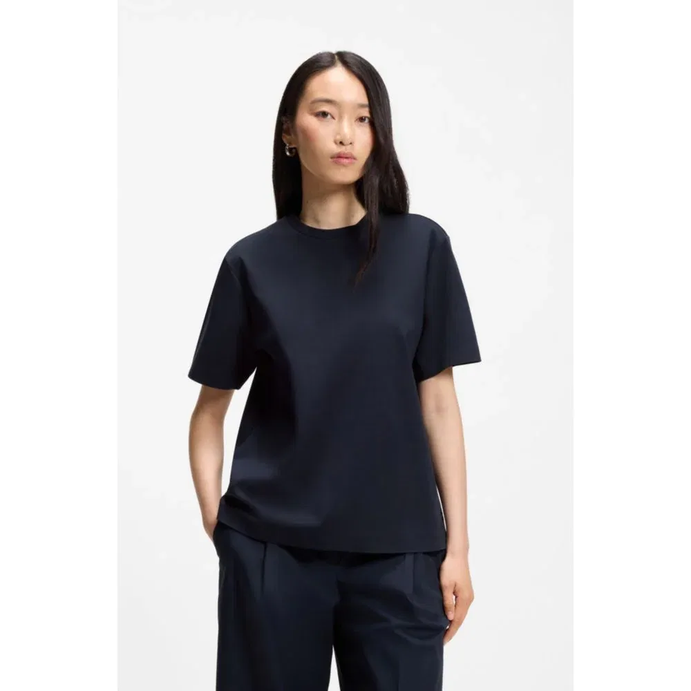 Футболка свободного кроя из мерсеризованного хлопка BOSS, Dark Blue — фото 3