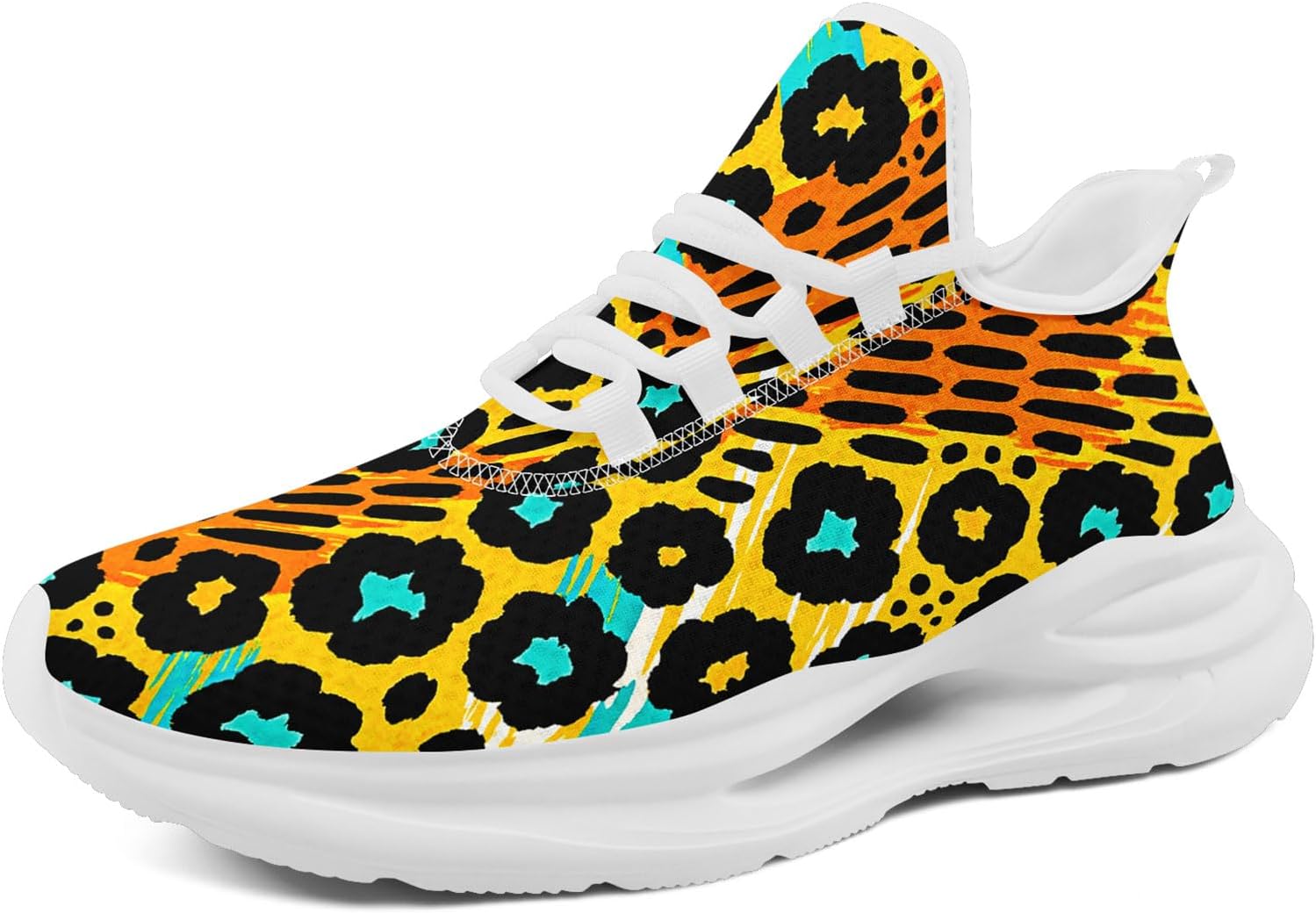 

Женские беговые кроссовки AWSOLE с леопардовым принтом, мужские яркие сетчатые кроссовки, легкие, дышащие, с амортизирующей подошвой и шнуровкой, белый/черный/желтый/оранжевый/светло-синий