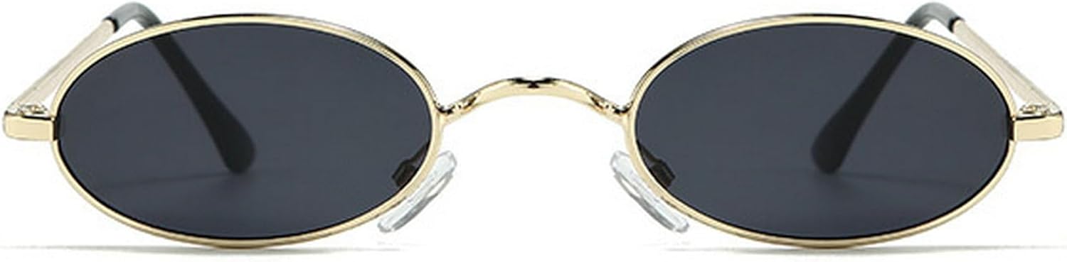 

Винтажные овальные солнцезащитные очки для женщин, черные солнцезащитные очки для мужчин, модные солнцезащитные очки в стиле 90-х, металл-панк, защита от ультрафиолета UV400 mincl, Gold Black