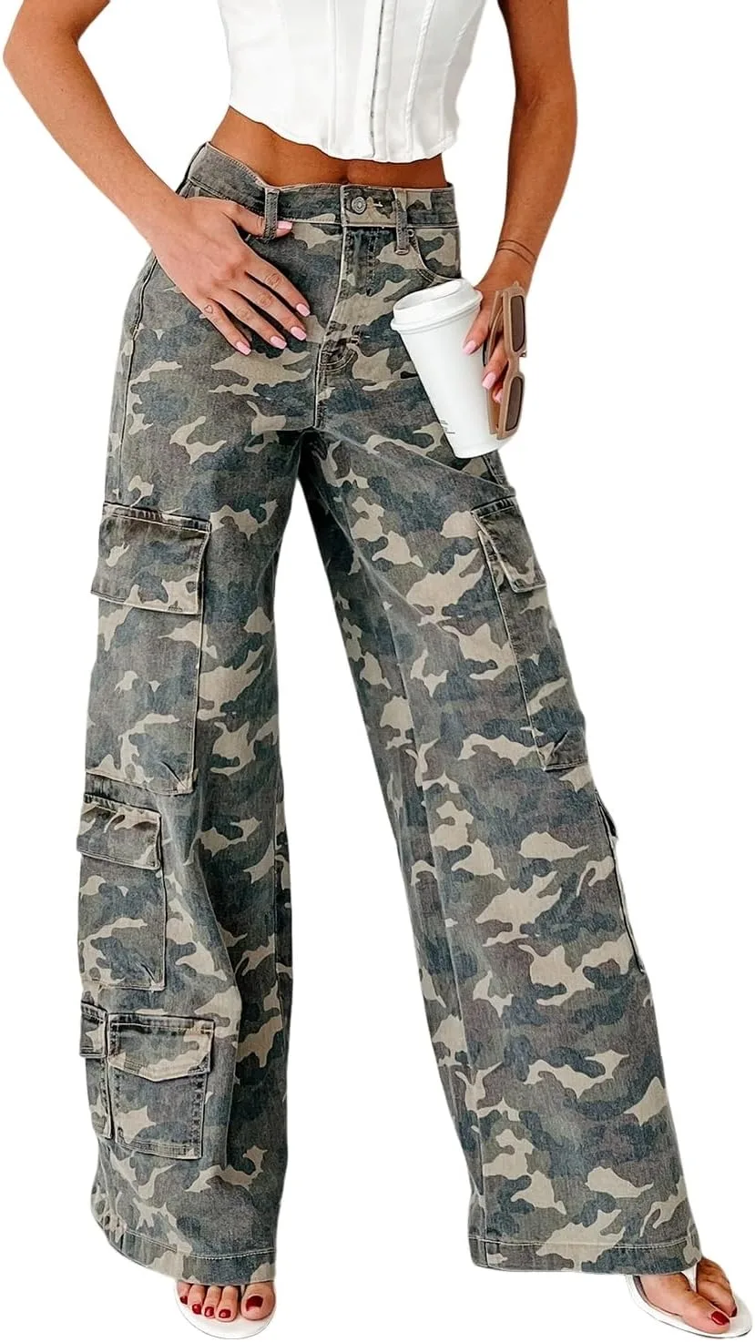 

SELINK Casual Camo High Waisted Denim Jeans для женщин
