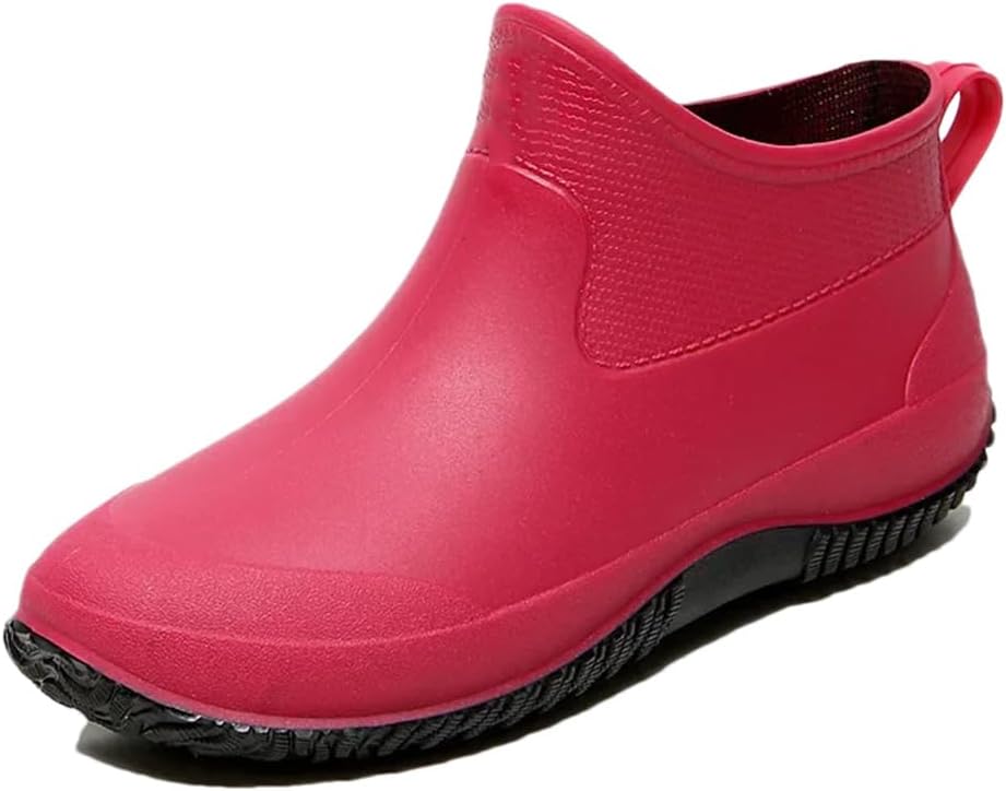 

Резиунисекс ботильоны Wjnvfioo для дождливой погоды, весна-осень, водонепроницаемые женские ботинки без шнурков, красный