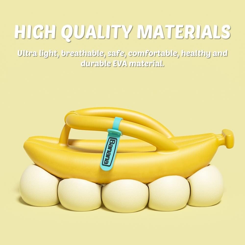Вьетнамки DONGKER Banana, легкие пляжные сандалии из EVA с толстой подошвой, банановые шлепанцы для женщин и мужчин для дома, улицы и пляжа, желтый — фото 3