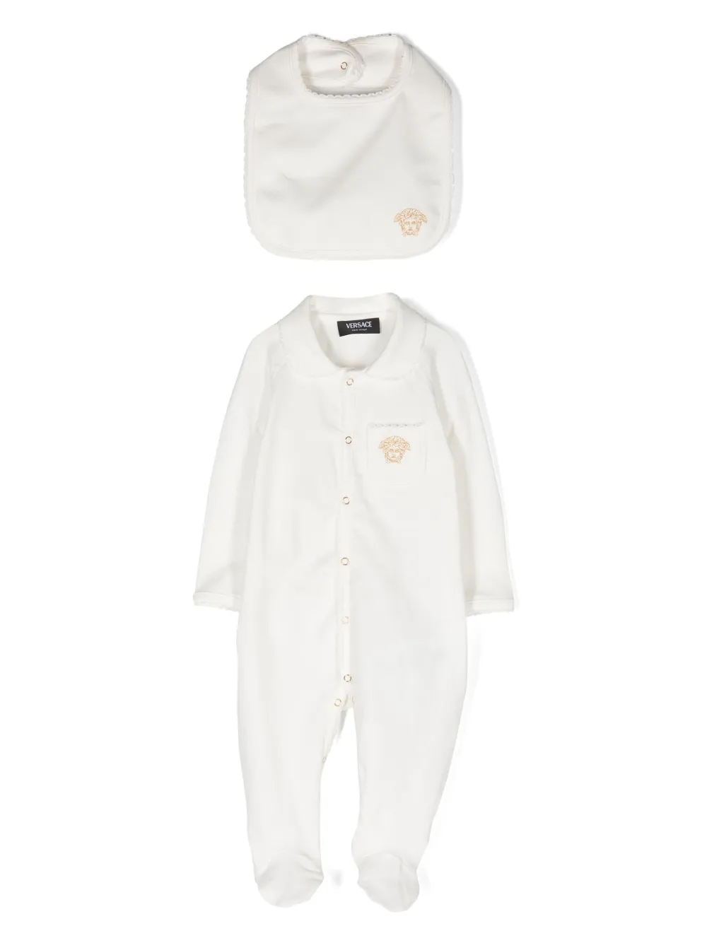 

Комплект для новорожденного с вышивкой Medusa Head Versace Kids, белый