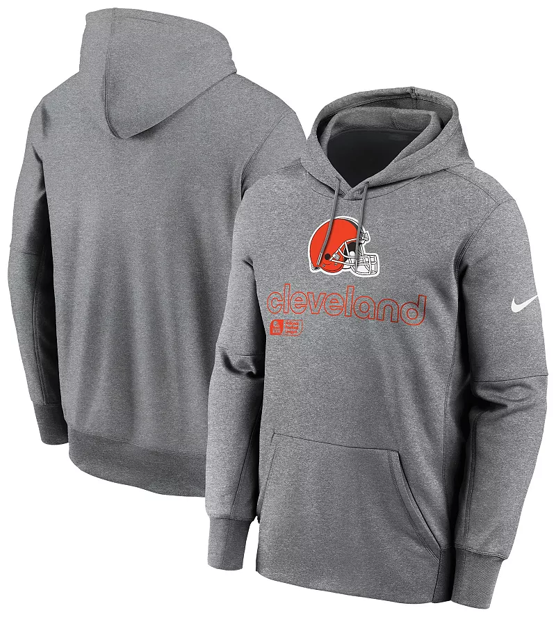 

Мужская толстовка с капюшоном Nike Cleveland Browns Therma-FIT темно-серого цвета Heather