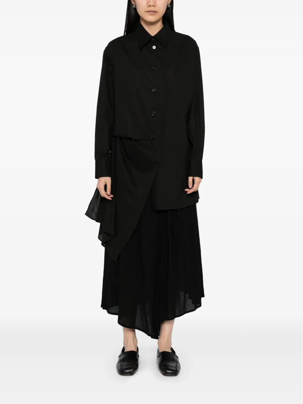Рубашка асимметричного кроя Yohji Yamamoto, черный — фото 2