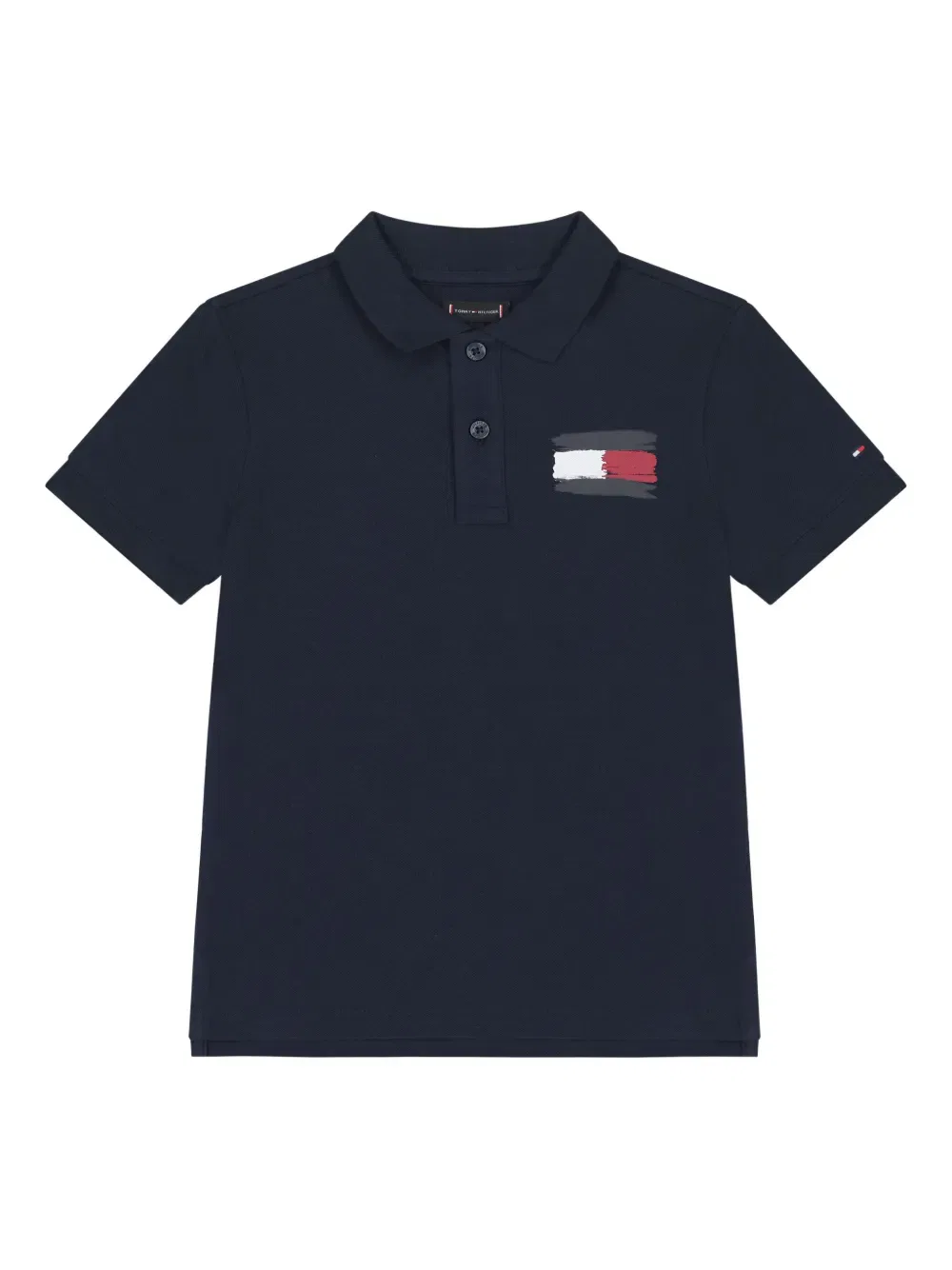 Хлопковая рубашка-поло с логотипом Tommy Hilfiger Junior, синий