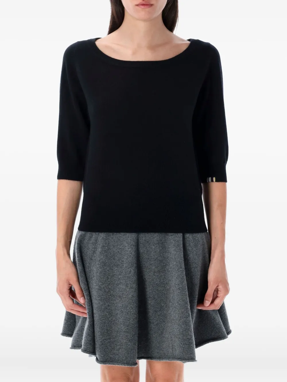 

Кашемировый свитер с короткими рукавами и отделкой extreme cashmere, черный