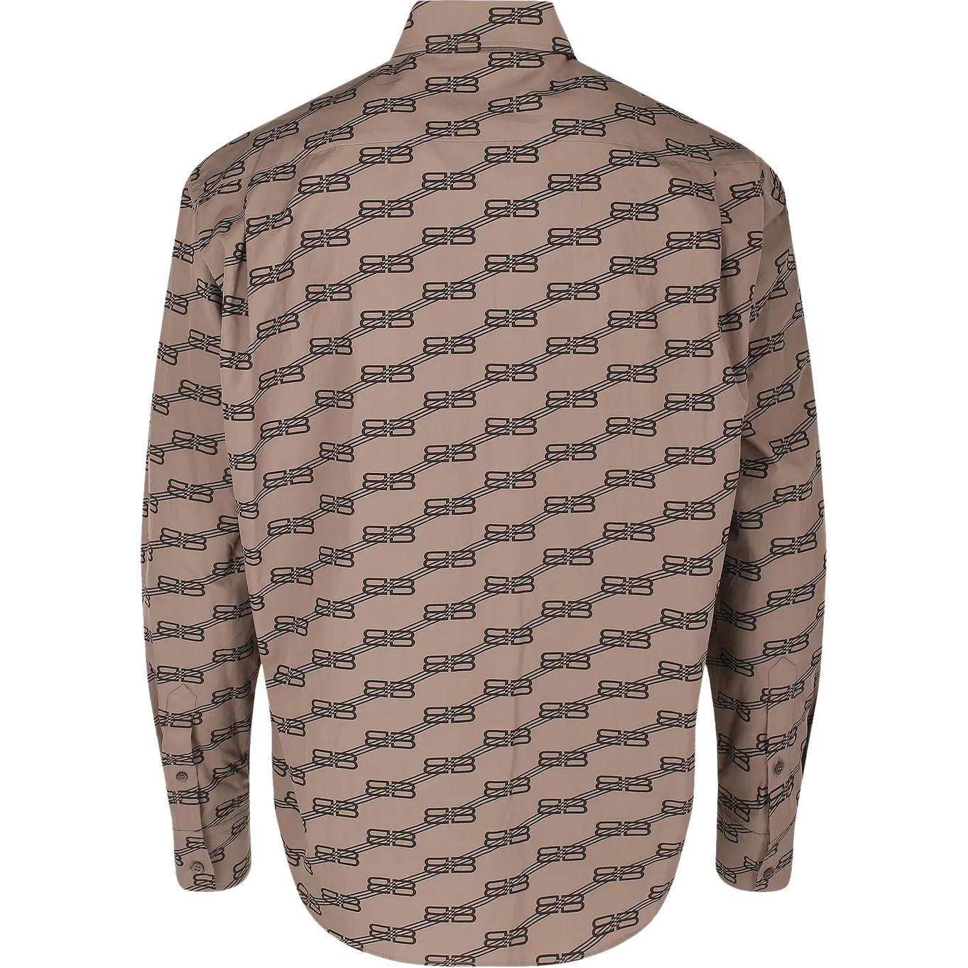 Рубашка Monogram Long Sleeve Shirt Balenciaga, коричневый — фото 3