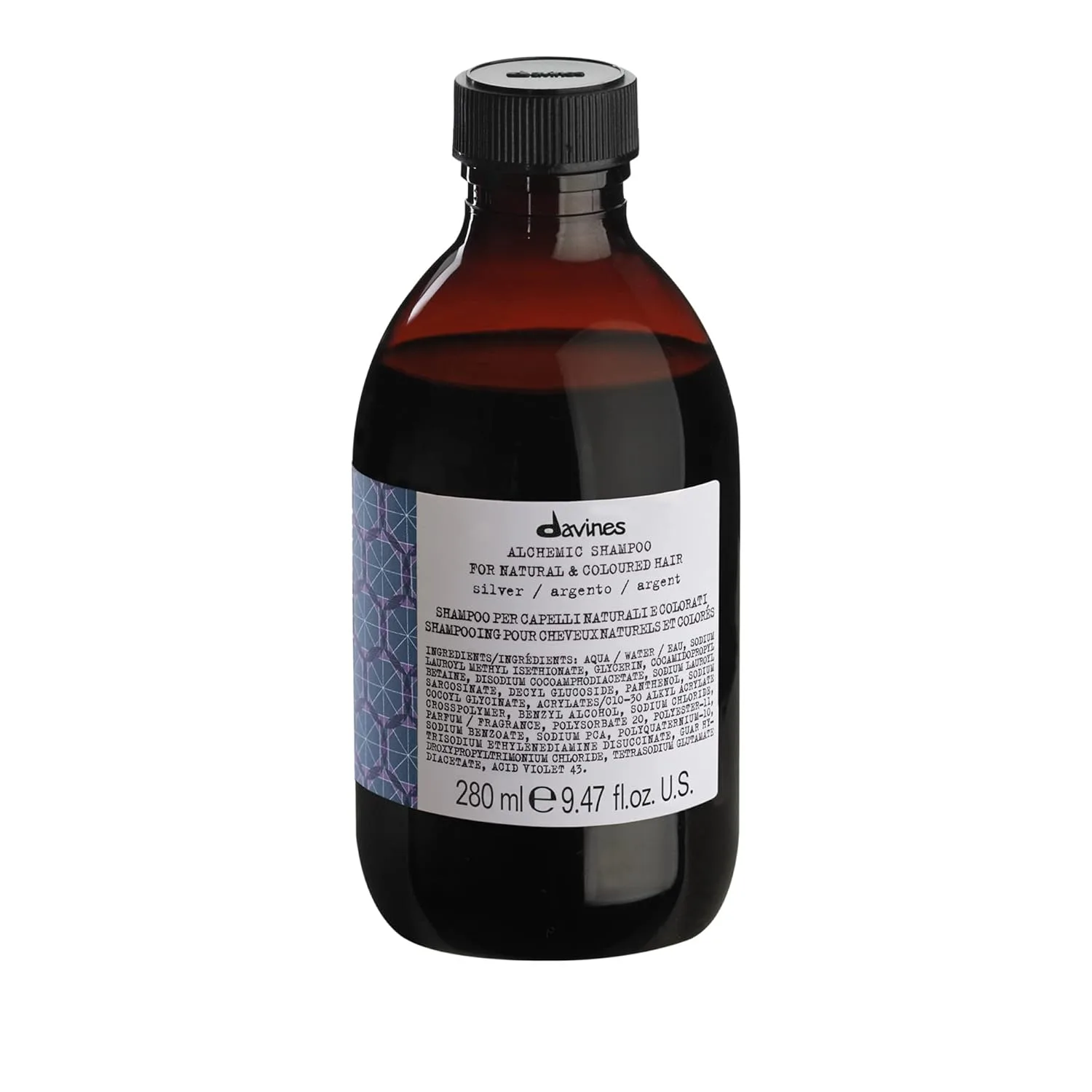 Шампунь Davines Alchemic для натуральных и окрашенных волос, усилитель цвета с чистыми пигментами для 6 оттенков, Silver