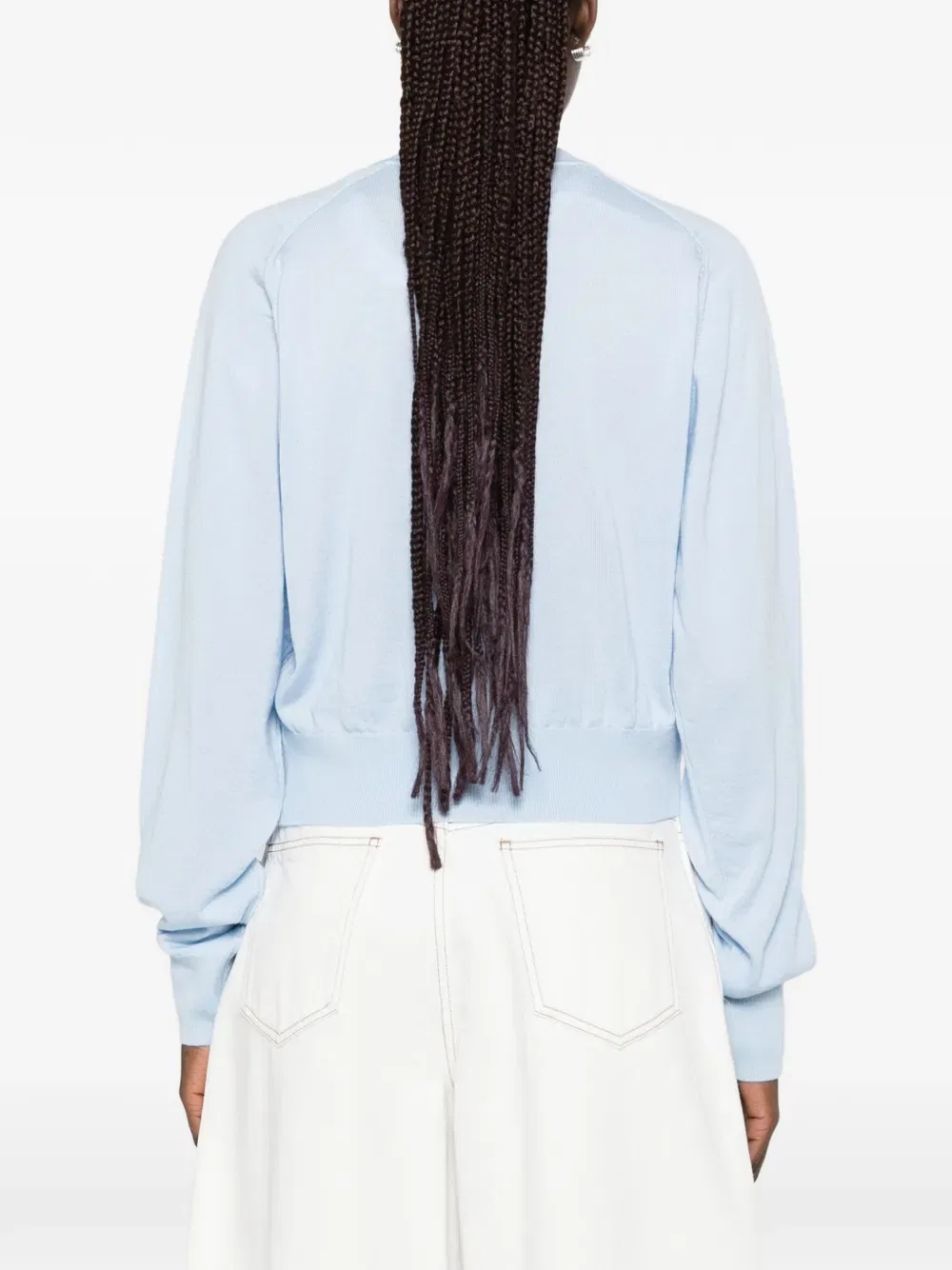 Свитер с вышитым логотипом Le sweater j и круглым вырезом Jacquemus, синий — фото 4