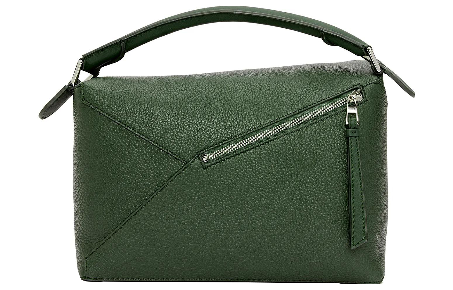 LOEWE Сумка-кроссбодди из зерненой телячьей кожи аквариумного зеленого цвета — фото 4