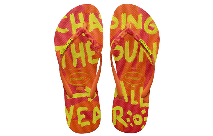 Узкие летние шлепанцы женские цвета окра-оранж Havaianas — фото 3