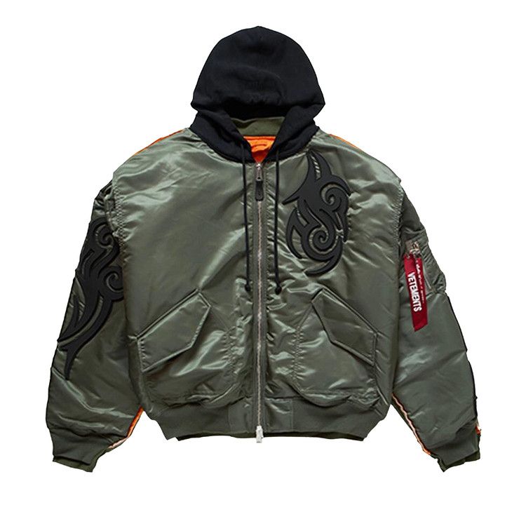 

Куртка Vetements Tribal Reworked Bomber Jacket, Green/Black