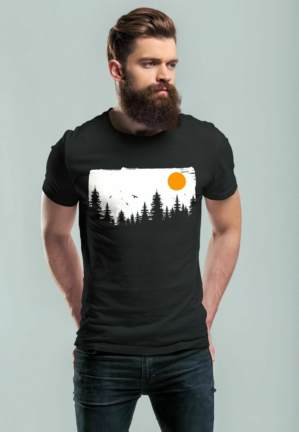 

Футболка с принтом HERREN T-SHIRT WALD BÄUME OUTDOOR ADVENTURE ABENTEUER NATUR-LIEBHABER FASHION STREETSTYLE NEVERLESS, цвет schwarz