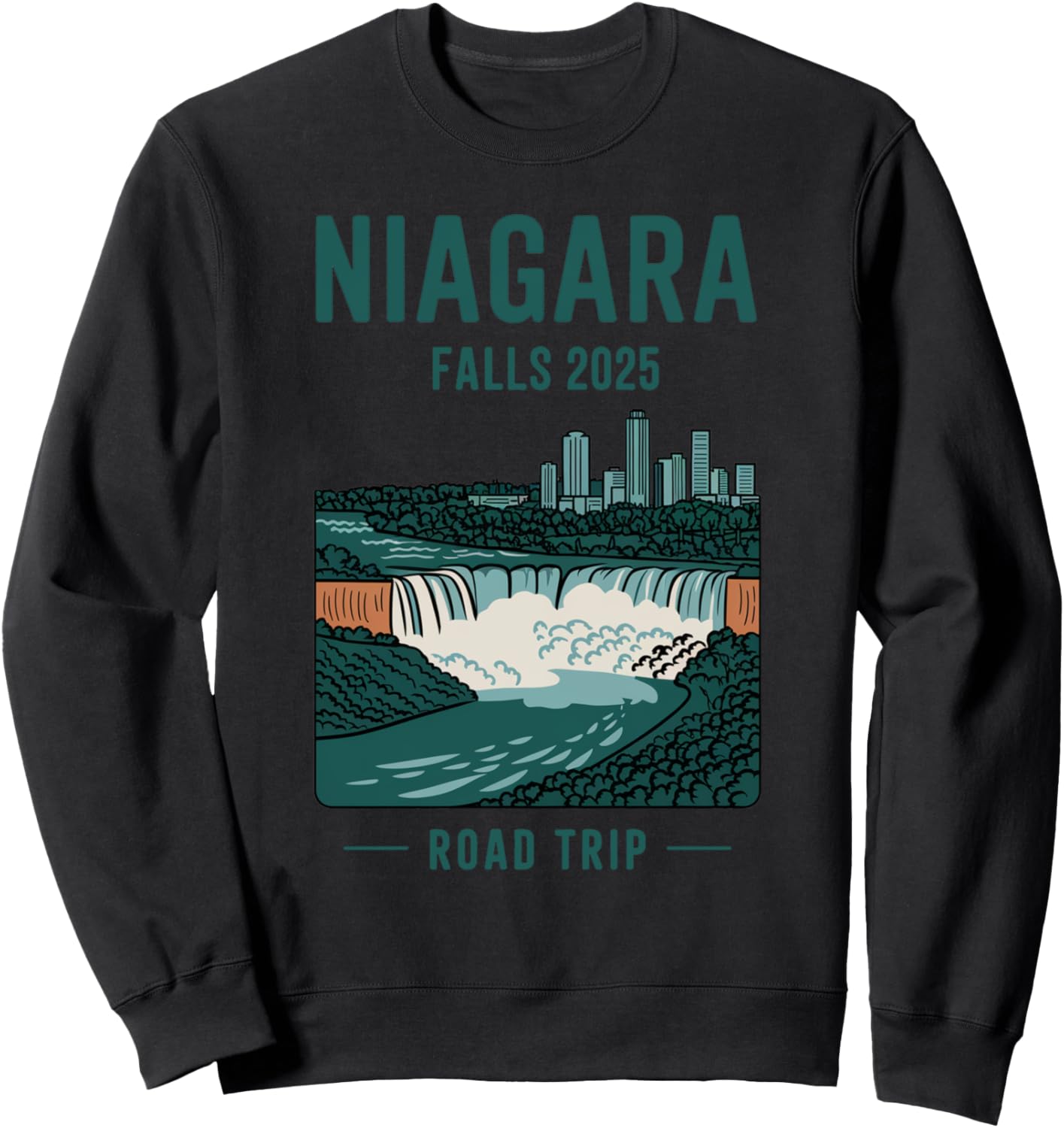 

Поездка к Ниагарскому водопаду на автомобиле 2025, летние каникулы, толстовка с изображением Ниагары Niagara Falls Road Trip Family Vacation 2025, черный