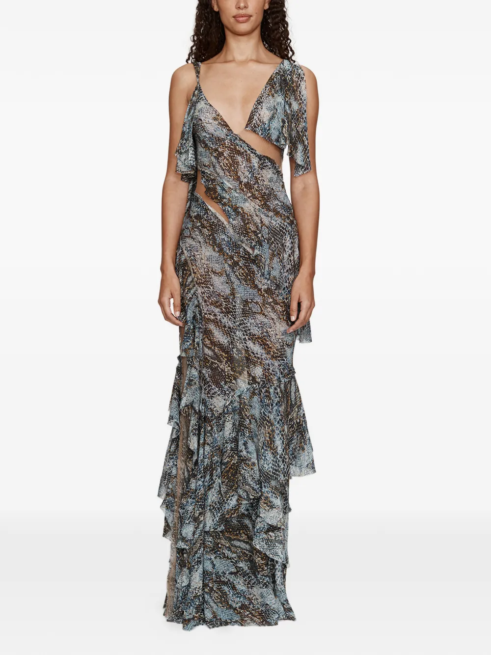 

Платье unravelled с оборками Christopher Esber, синий