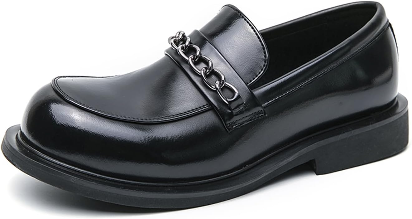 

Мужские лоферы Santimon Loafers, повседневные кожаные лоферы без шнурков, бизнес, свадьба, лодочные, модные с декоративной цепочкой, черный