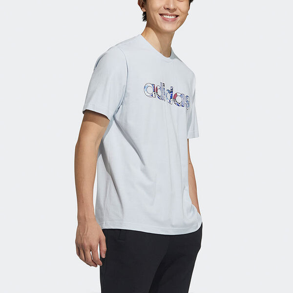 Футболка neo m ce grph tee 2 с принтом логотипа спортивная с коротким рукавом Adidas, синий — фото 4
