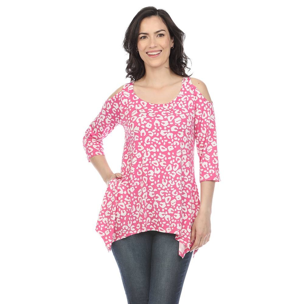 

Женская леопардовая туника с открытыми плечами WM Fashion, цвет Fuchsia Leopard