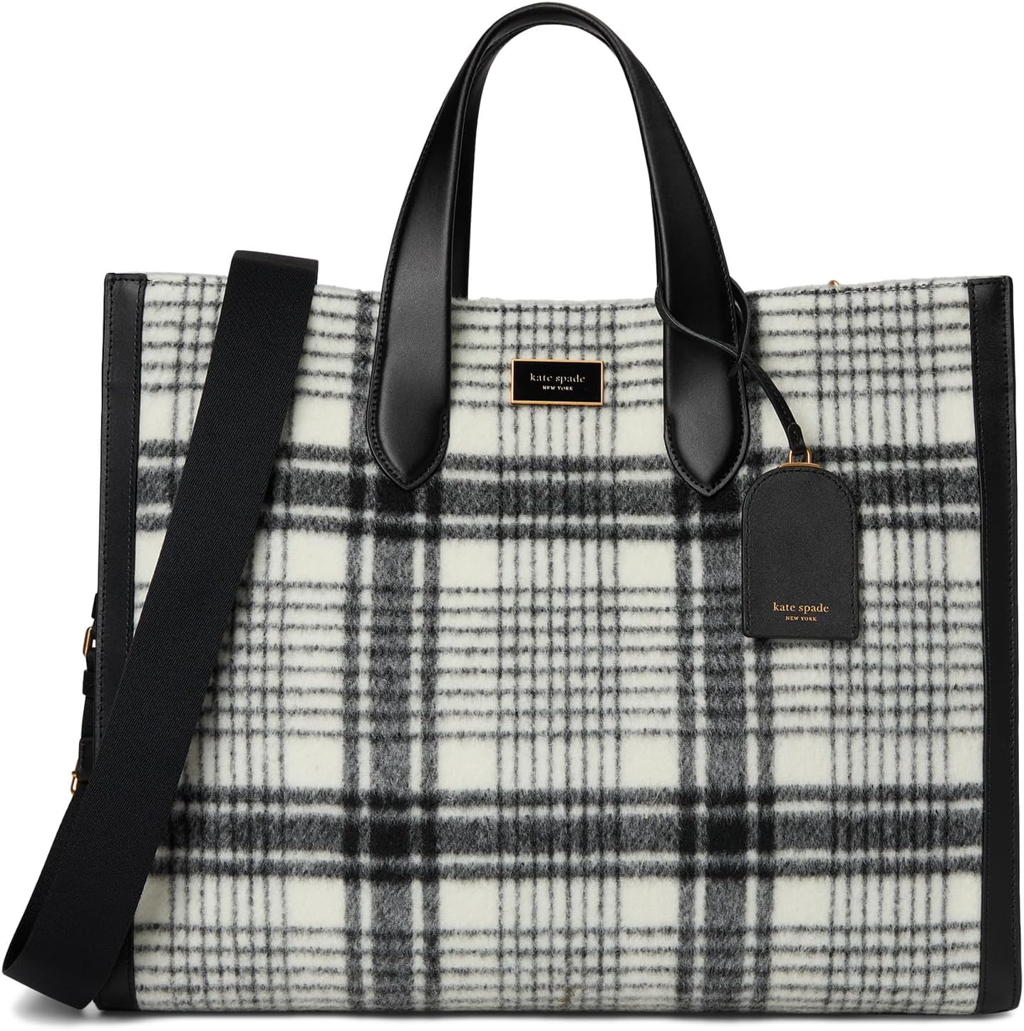 

Сумка-тоут Kate Spade New York Manhattan Studio Plaid Fabric Large Tote, цвет French Cream Multi