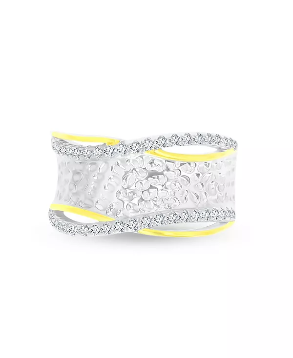 

Двухцветное кованое кольцо с кубическим цирконием крест-накрест Macy'S, white