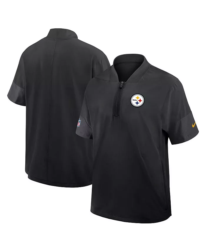 

Мужская черная тренерская куртка Pittsburgh Steelers Sideline с коротким рукавом и четверть-молнией для активного образа жизни Nike