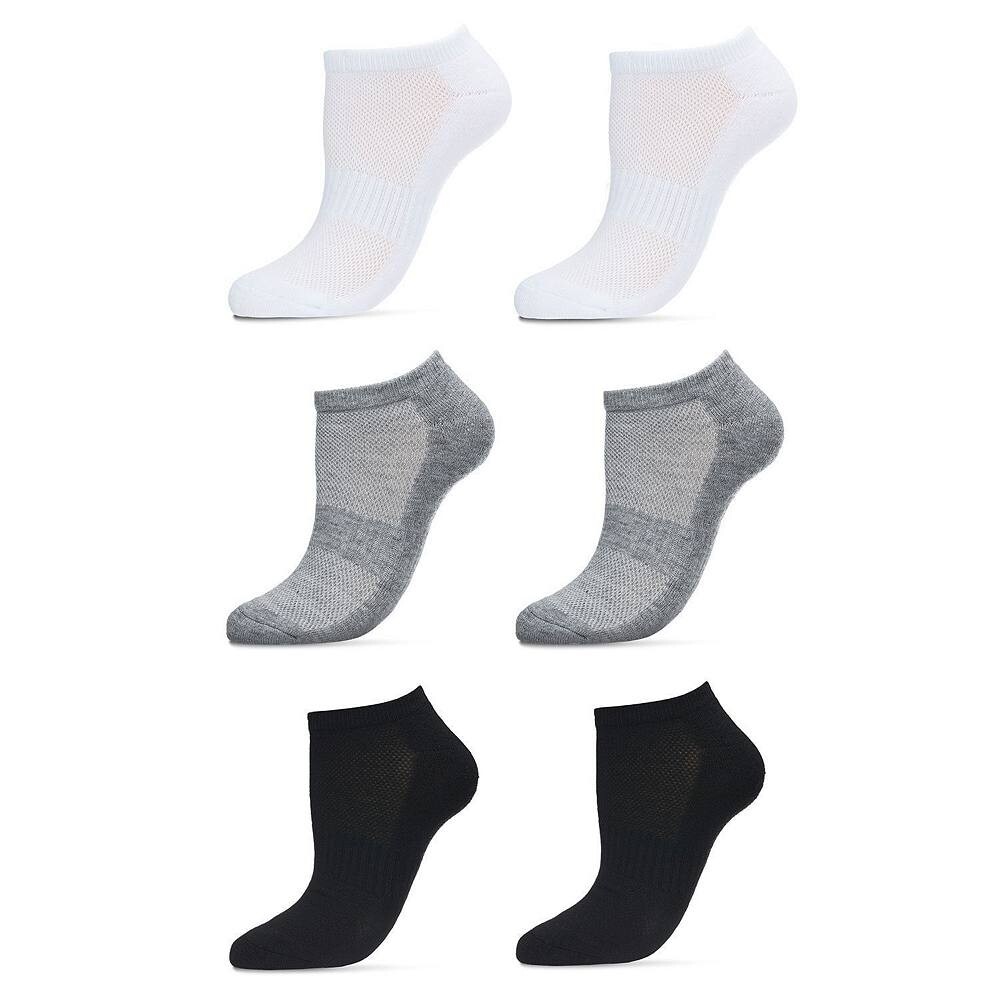 

6 пар женских спортивных носков с полумягкой и низким вырезом MeMoi, цвет Med Gray White Black