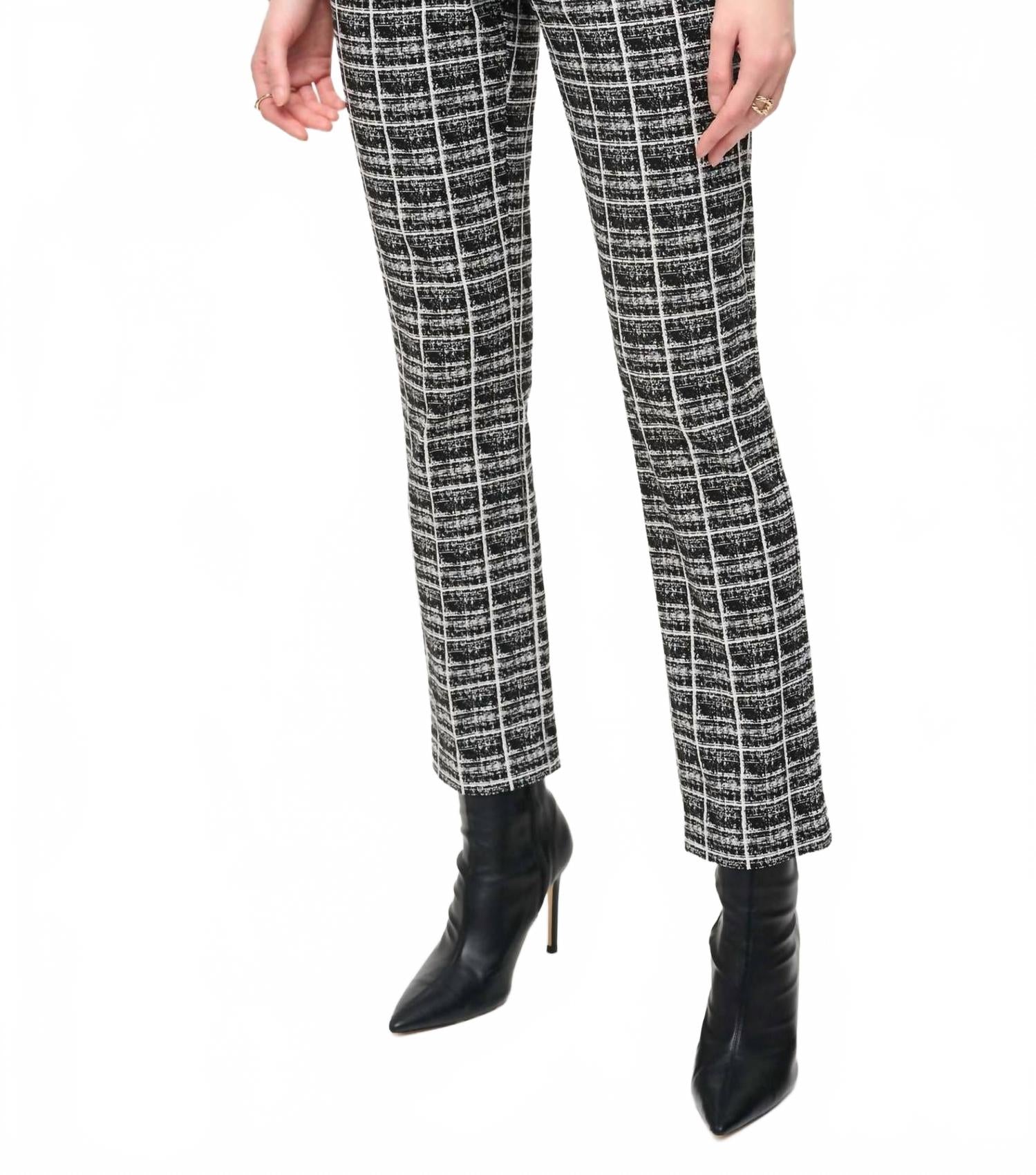 

Черно-белые брюки прямого кроя с жаккардовым узором на резинке Joseph Ribkoff