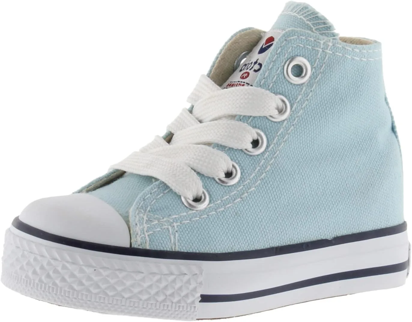 Детские высокие кеды Victoria Unisex Tribu из парусины с резиновым носком, модель 106500, небесно-голубой/небесно-голубой