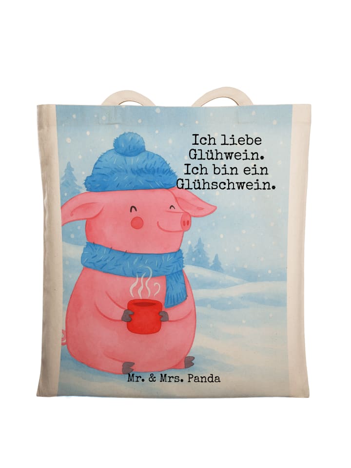 

Mr. & Mrs. Panda Сумка с изображением свиньи, глинтвейна и надписью, белого цвета