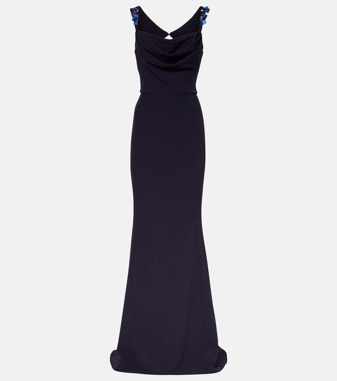 

Платье Мелины из крепа с декором Safiyaa, Midnight Navy With Multi-Blues