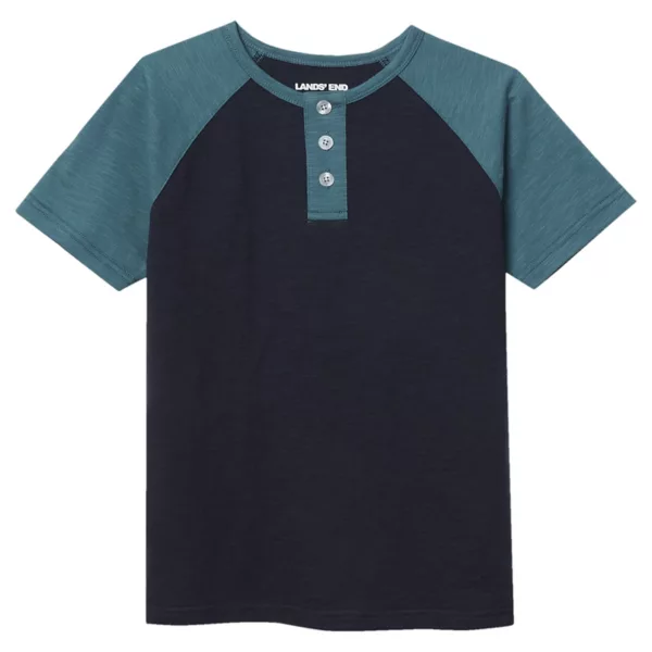 

Футболка хенли с коротким рукавом для мальчиков 2-20 лет Lands' End, цвет navy dusty blue