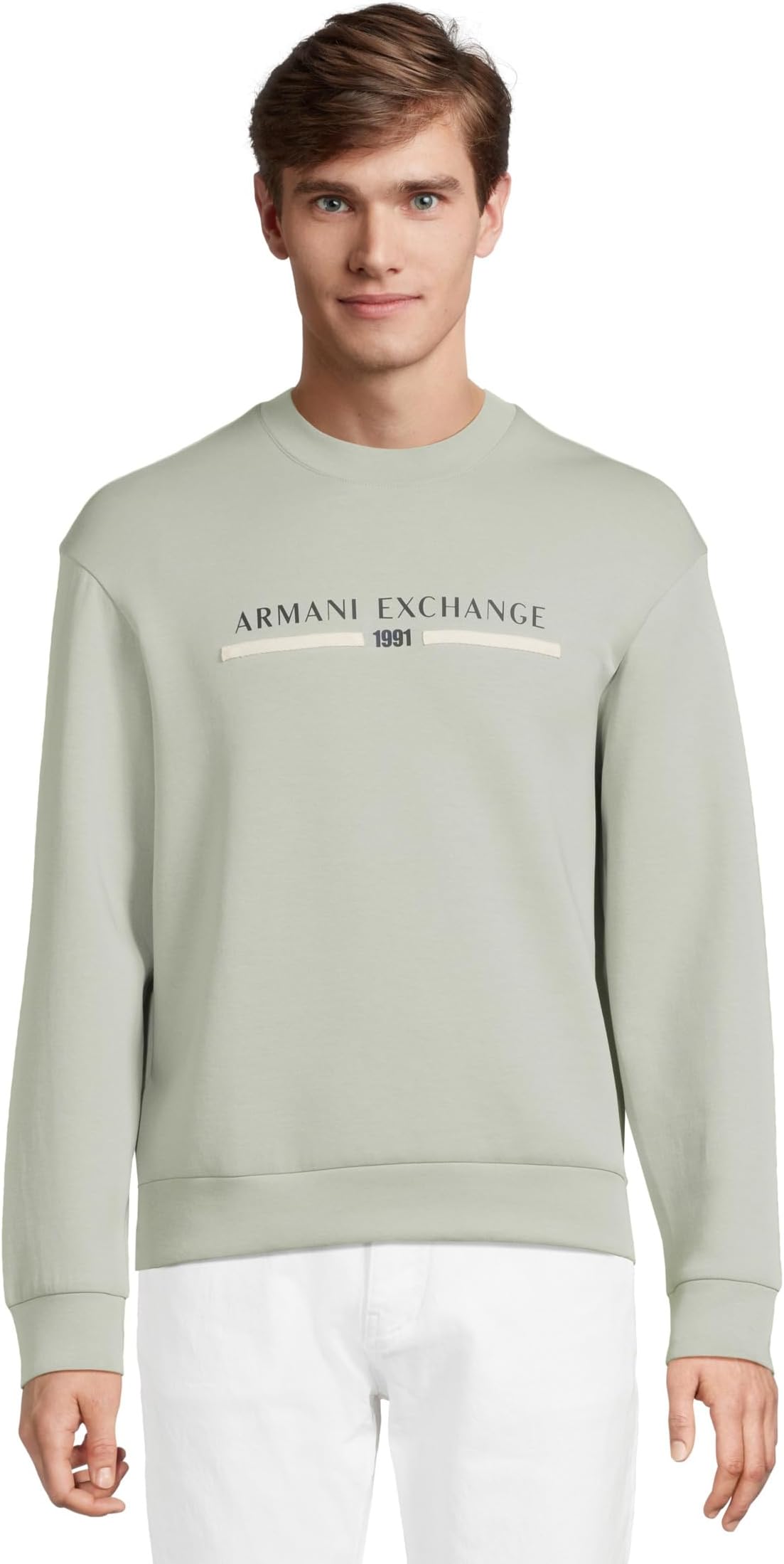 

Пуловер Armani Exchange 1991 Chest Logo Pullover, цвет Aqua Gray