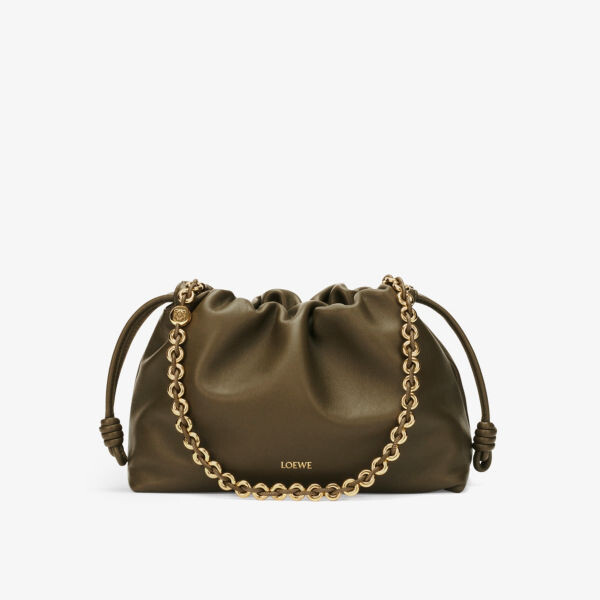 

Кожаный кошелек с тисненым логотипом Flamenco Loewe, зеленый