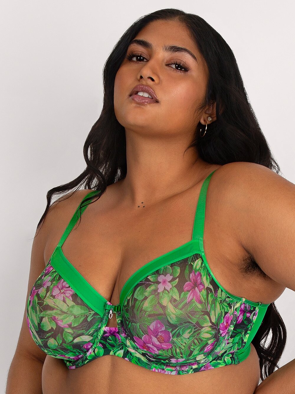 

Бюстгальтер из прозрачной сетки без подкладки Curvy Couture, цветочный