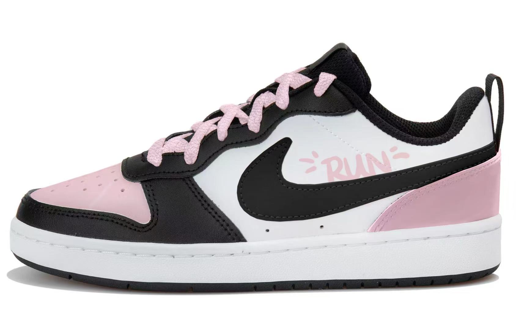

Nike Кроссовки для скейтбординга Court Borough Pink Vibrant Low top, белый, черный, розовый, детские