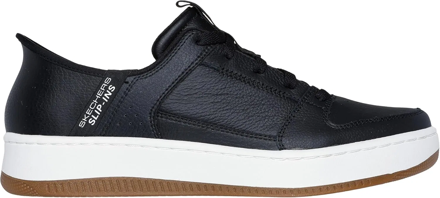Мужские кроссовки Skechers Sport Court 92 Distown, Black Leather Natural Trim — фото 4