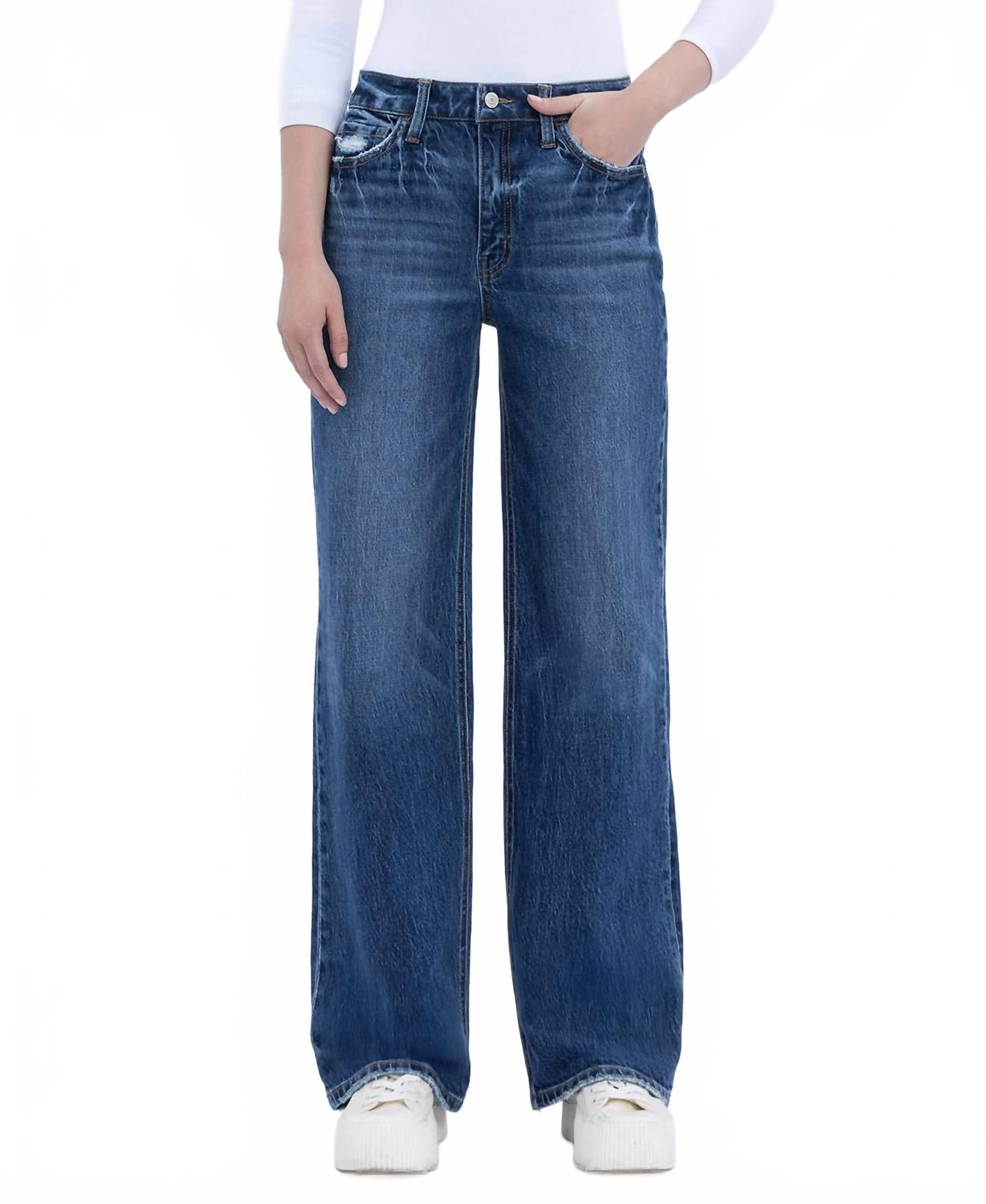 

VERVET BY FLYING MONKEY Джинсы с высокой посадкой и широкими штанинами в стиле 90-х, темно-синего цвета