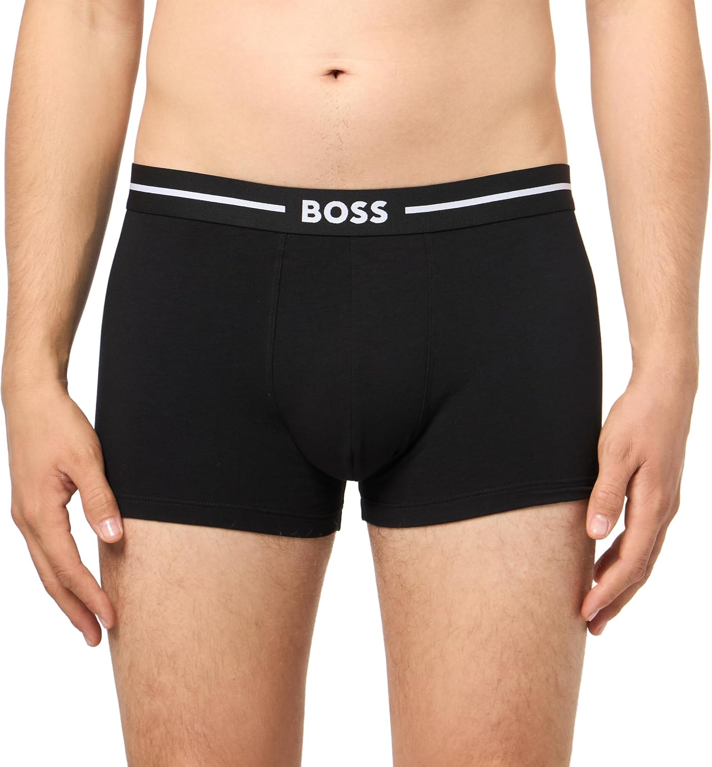Мужские боксеры 3 шт, хлопок с лайкрой, логотип BOSS, Khaki Flowers/Black/Black — фото 2