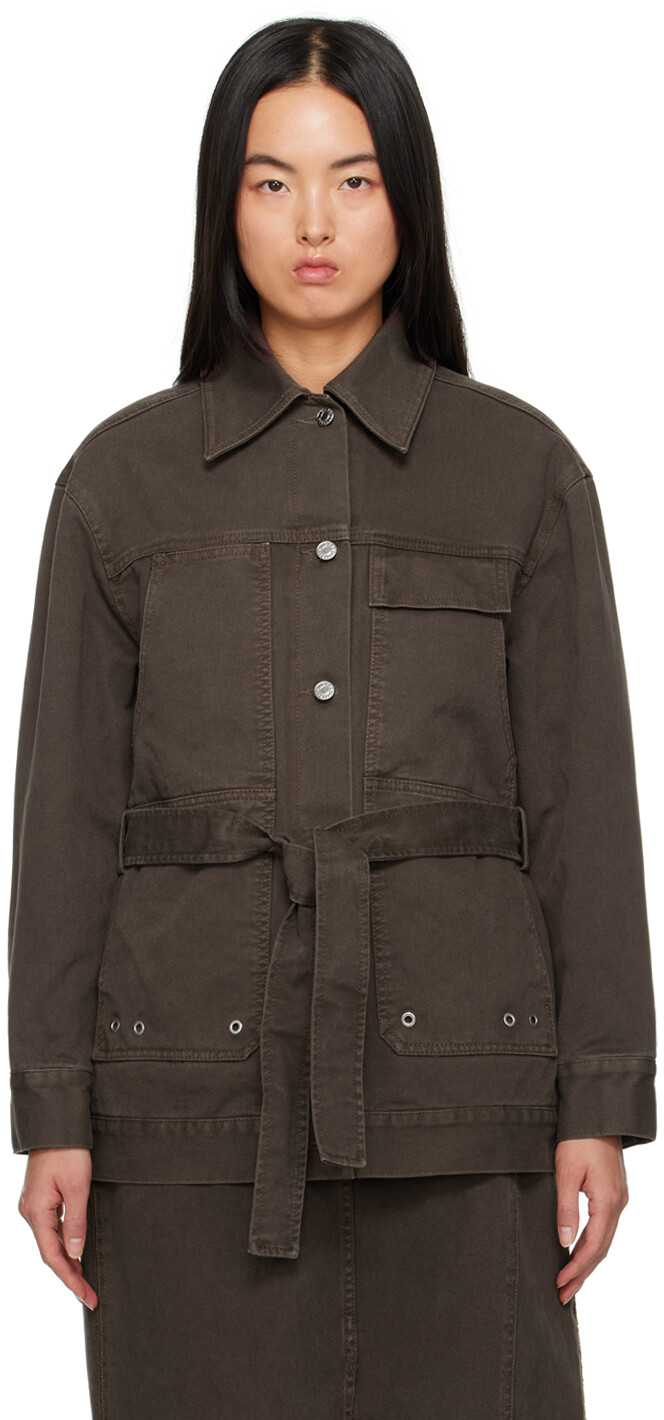 

Коричневая джинсовая куртка с поясом 3.1 Phillip Lim, Коричневый, Коричневая джинсовая куртка с поясом 3.1 Phillip Lim