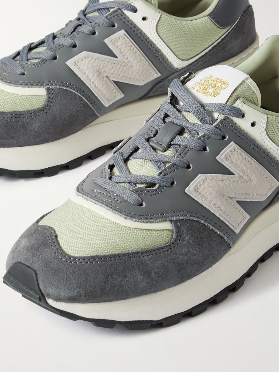 Кроссовки 574 из кожи, замши и сетки New Balance, серый — фото 4