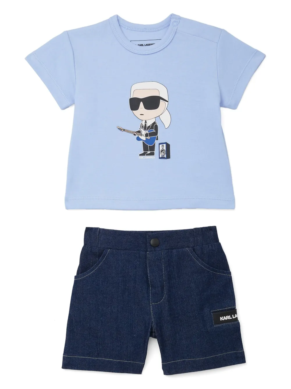 

Комплект из футболки и шортов с логотипом KARL LAGERFELD KIDS, синий