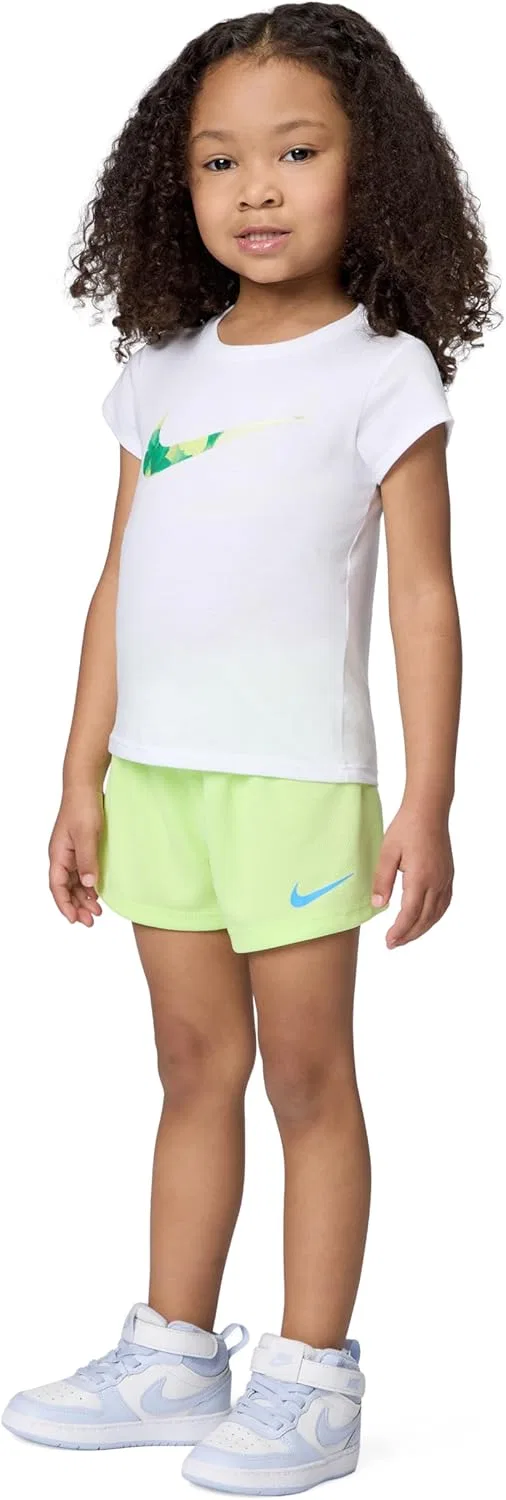Детский спортивный комплект: футболка и шорты, Nike, белый/лаймовый